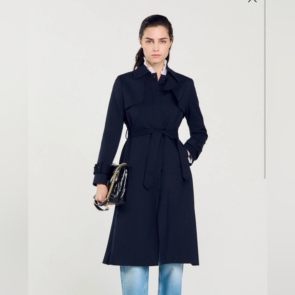 Sandro Trench Coat with Pleated inset